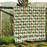 Merry Christmas Argyle Pattern Print Quilt