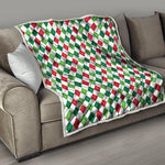 Merry Christmas Argyle Pattern Print Quilt