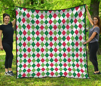 Merry Christmas Argyle Pattern Print Quilt