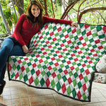 Merry Christmas Argyle Pattern Print Quilt