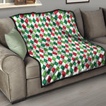 Merry Christmas Argyle Pattern Print Quilt