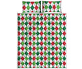 Merry Christmas Argyle Pattern Print Quilt Bed Set