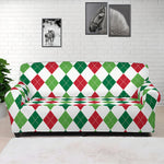 Merry Christmas Argyle Pattern Print Sofa Cover