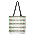 Merry Christmas Argyle Pattern Print Tote Bag