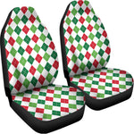 Merry Christmas Argyle Pattern Print Universal Fit Car Seat Covers