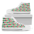 Merry Christmas Argyle Pattern Print White High Top Sneakers