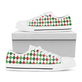 Merry Christmas Argyle Pattern Print White Low Top Sneakers