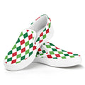 Merry Christmas Argyle Pattern Print White Slip On Sneakers