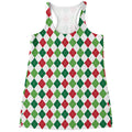 Merry Christmas Argyle Pattern Print Women's Racerback Tank Top