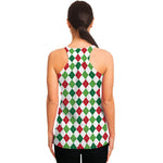 Merry Christmas Argyle Pattern Print Women's Racerback Tank Top