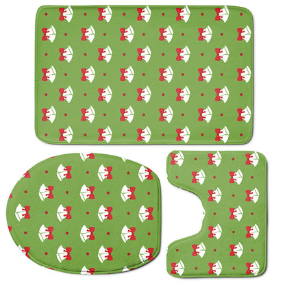 Merry Christmas Bells Pattern Print 3 Piece Bath Mat Set
