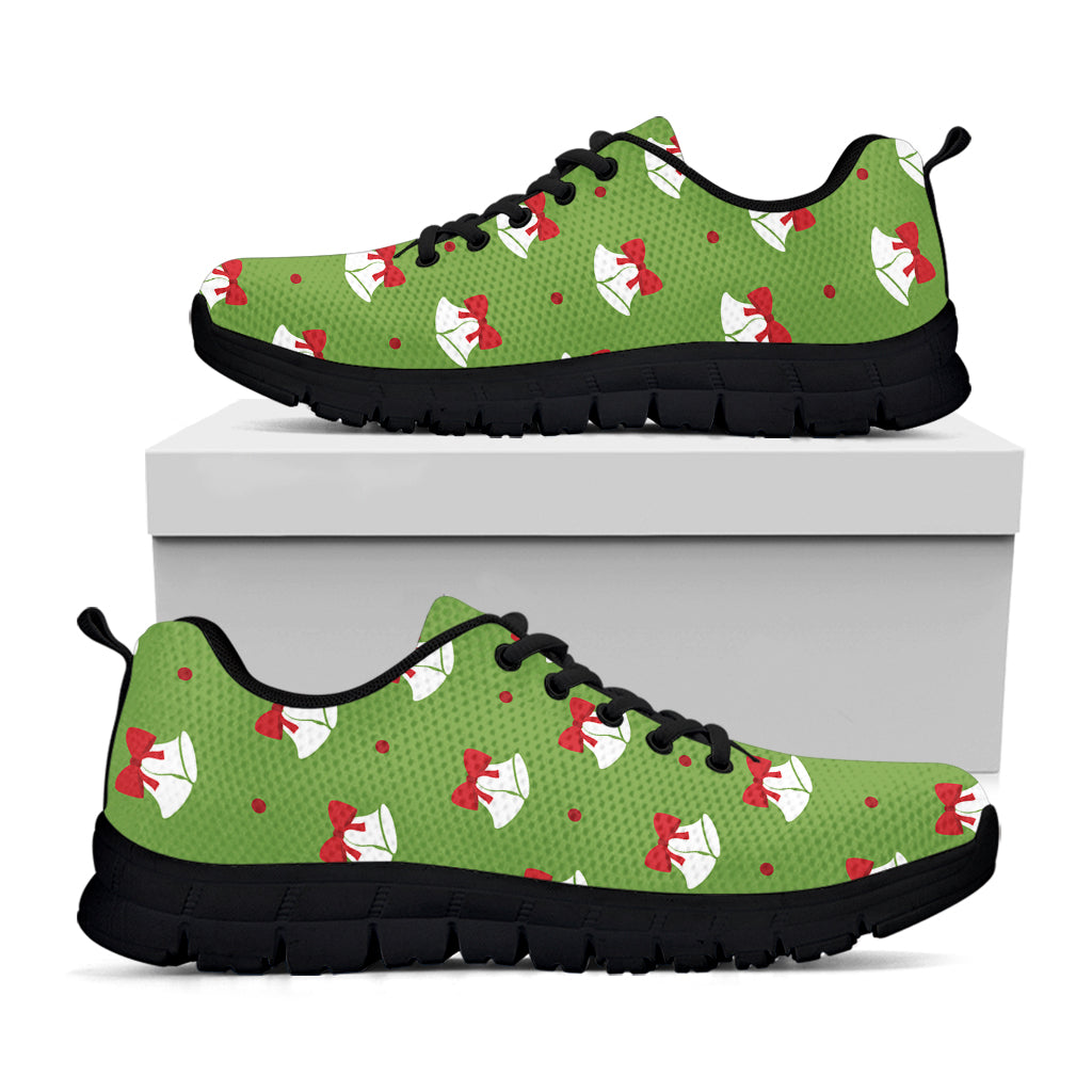 Merry Christmas Bells Pattern Print Black Sneakers