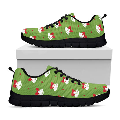 Merry Christmas Bells Pattern Print Black Sneakers