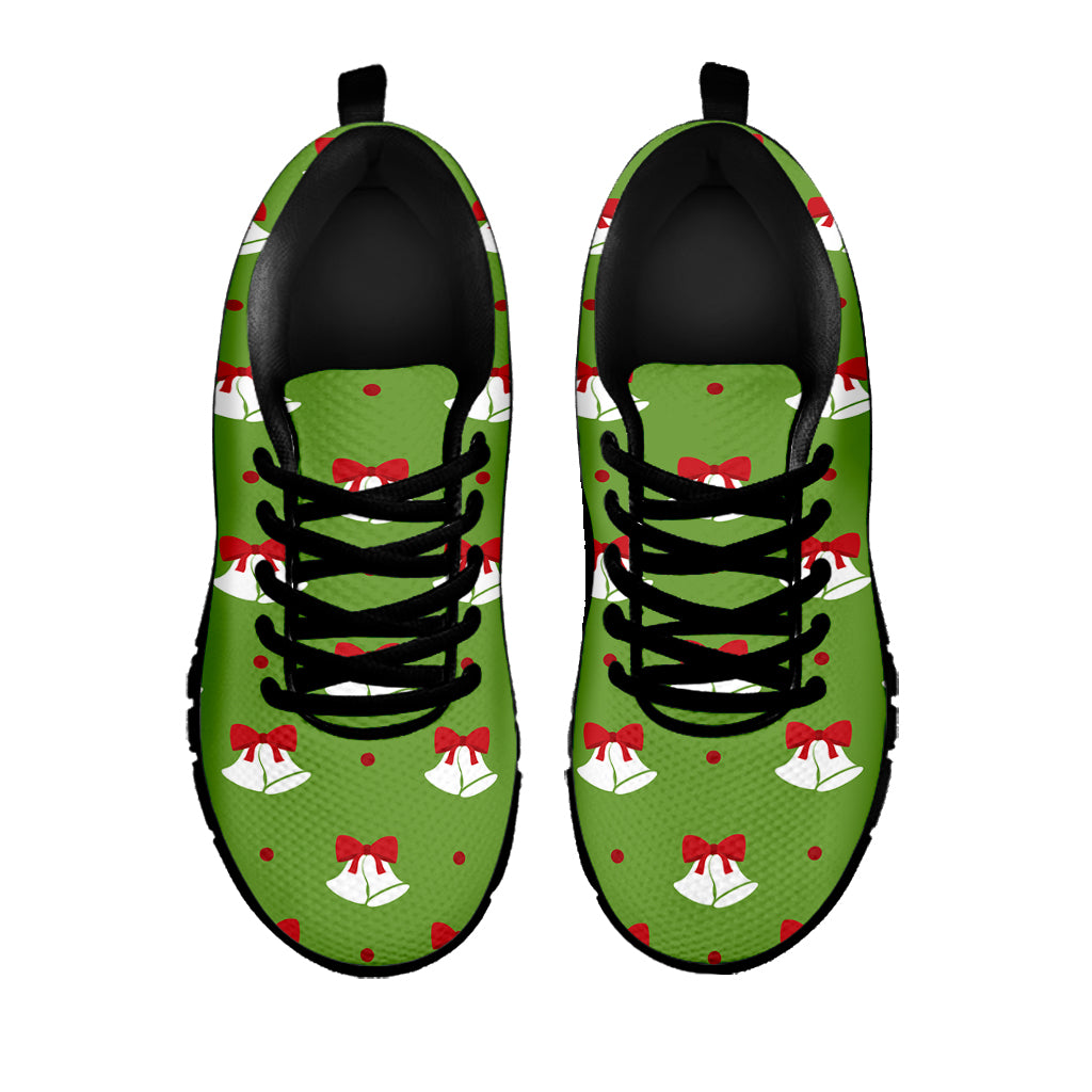 Merry Christmas Bells Pattern Print Black Sneakers