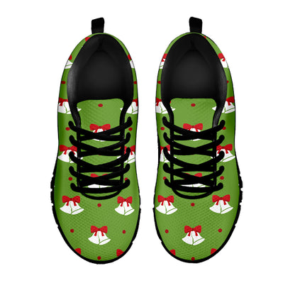 Merry Christmas Bells Pattern Print Black Sneakers