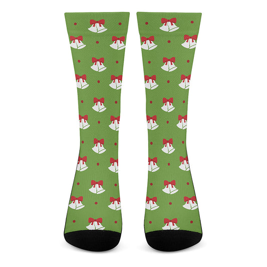 Merry Christmas Bells Pattern Print Crew Socks