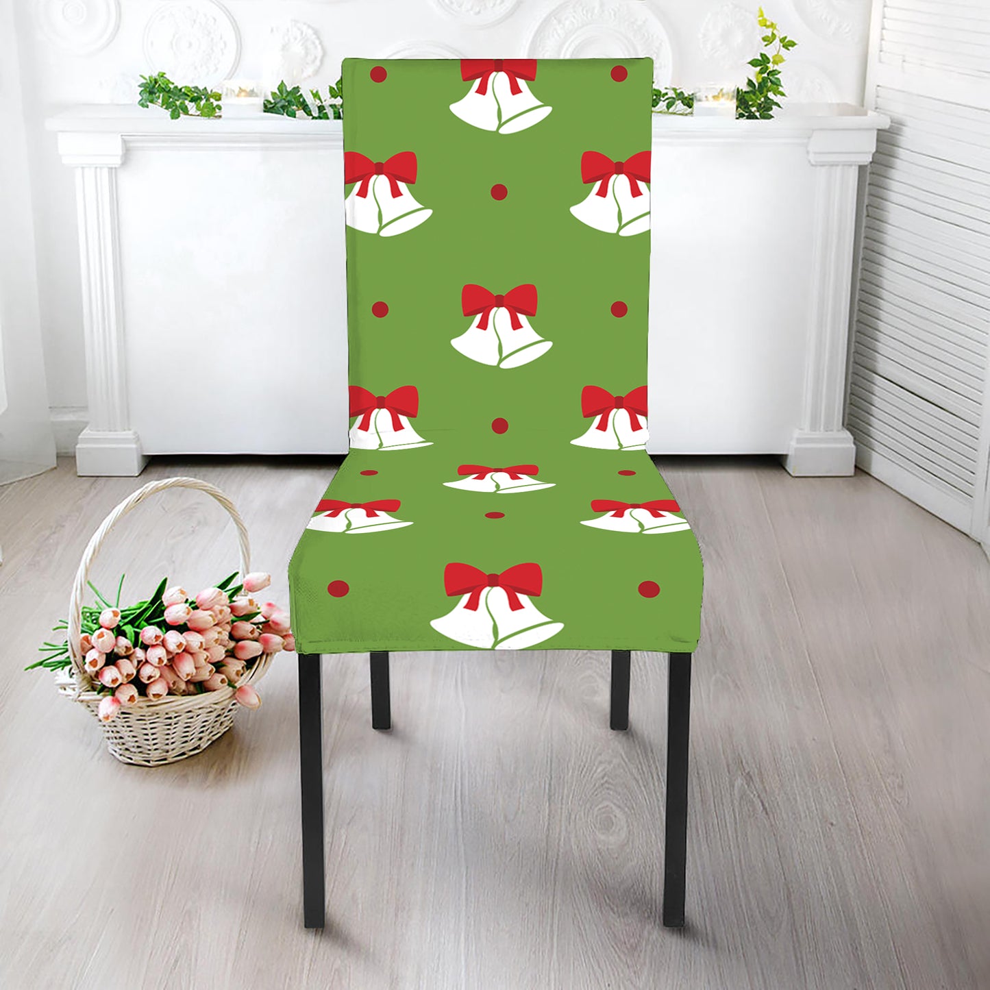 Merry Christmas Bells Pattern Print Dining Chair Slipcover