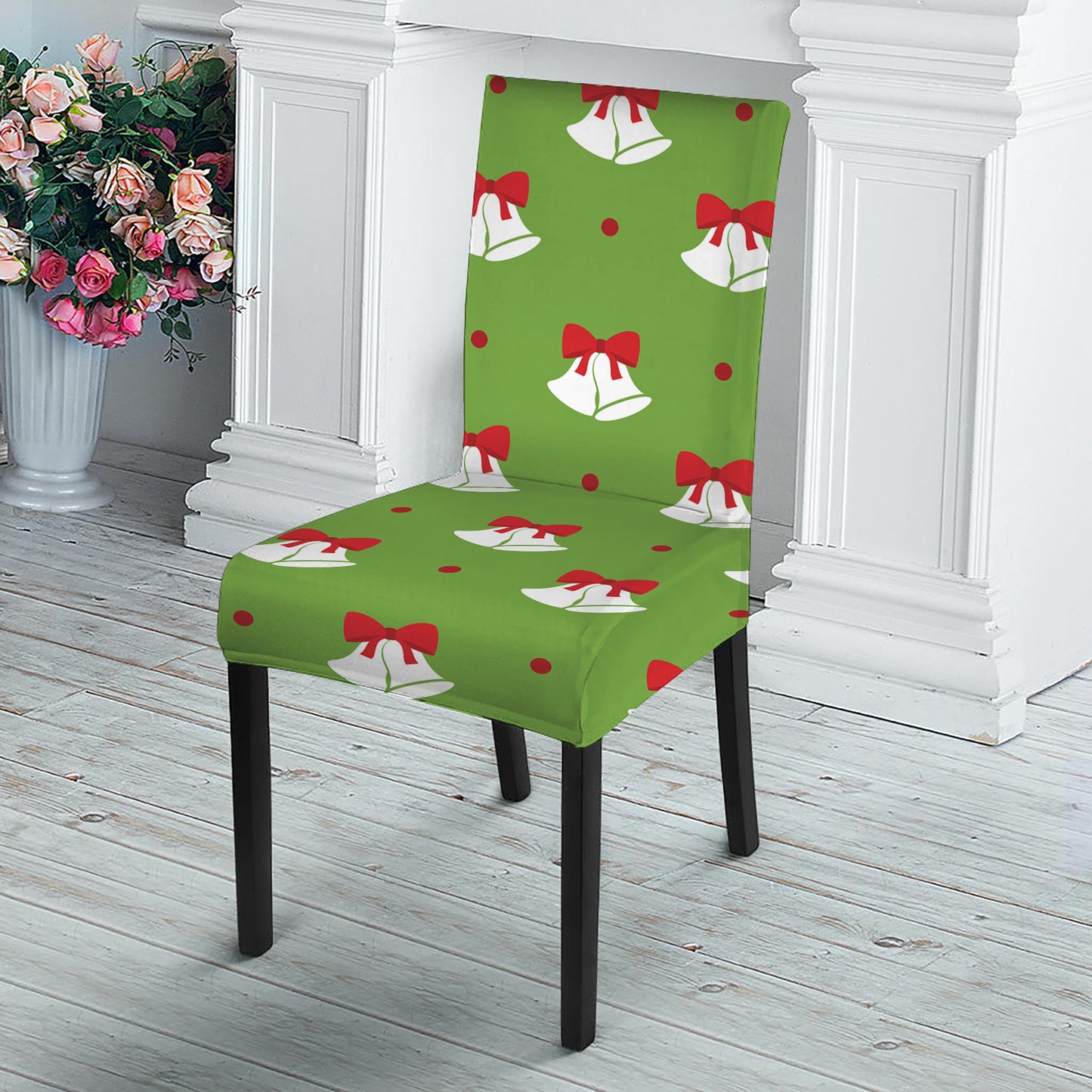 Merry Christmas Bells Pattern Print Dining Chair Slipcover