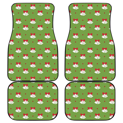 Merry Christmas Bells Pattern Print Front and Back Car Floor Mats