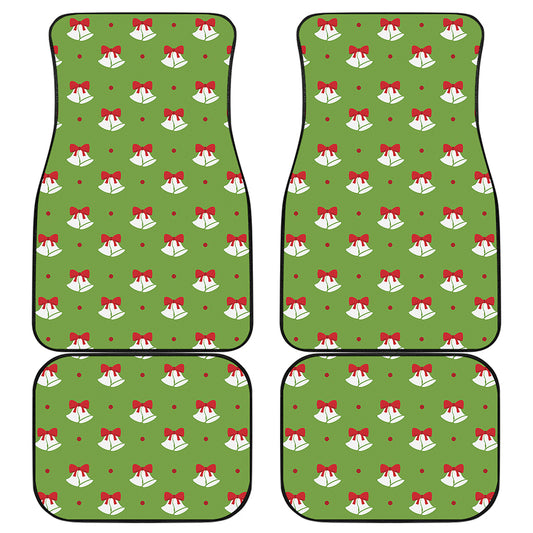 Merry Christmas Bells Pattern Print Front and Back Car Floor Mats