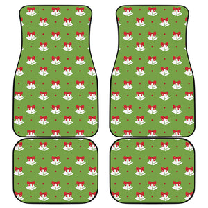 Merry Christmas Bells Pattern Print Front and Back Car Floor Mats