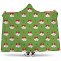 Merry Christmas Bells Pattern Print Hooded Blanket