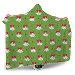 Merry Christmas Bells Pattern Print Hooded Blanket