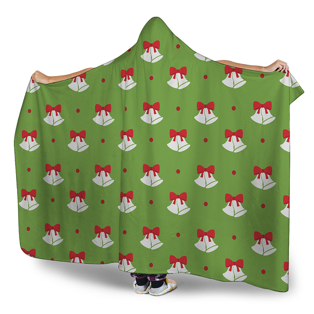 Merry Christmas Bells Pattern Print Hooded Blanket