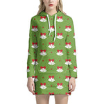 Merry Christmas Bells Pattern Print Hoodie Dress