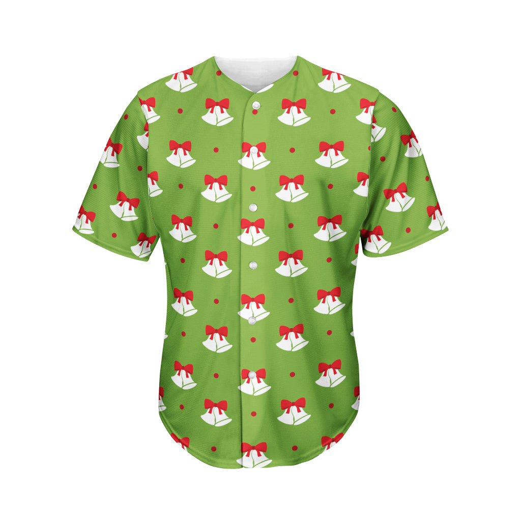 Merry Christmas Bells Pattern Print Men's Baseball Jersey