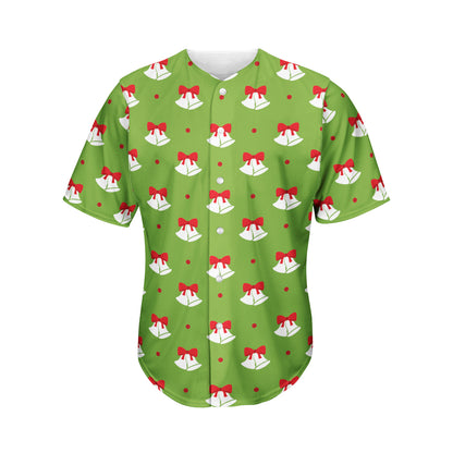 Merry Christmas Bells Pattern Print Men's Baseball Jersey
