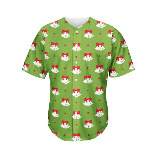Merry Christmas Bells Pattern Print Men's Baseball Jersey