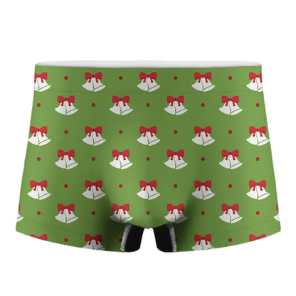 Merry Christmas Bells Pattern Print Men's Boxer Briefs