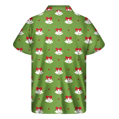 Merry Christmas Bells Pattern Print Men's Short Sleeve Shirt