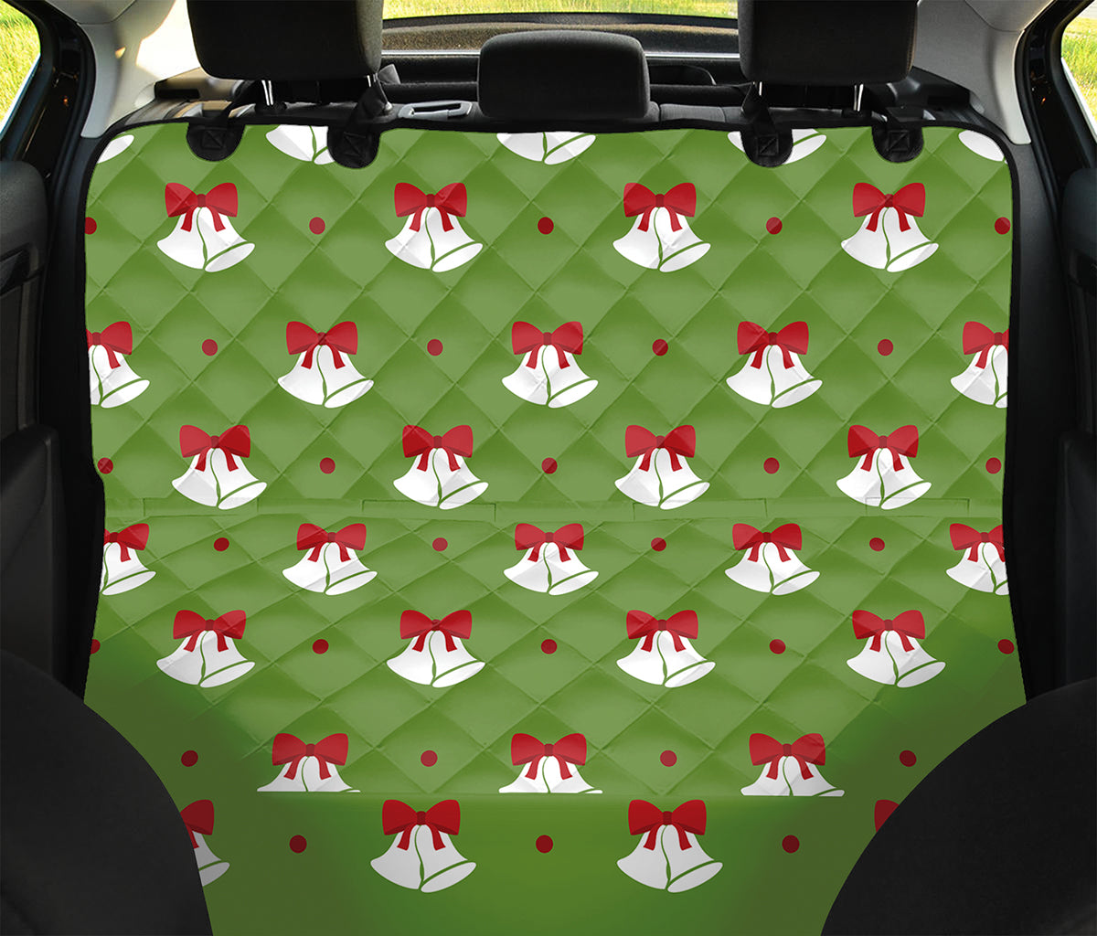 Merry Christmas Bells Pattern Print Pet Car Back Seat Cover