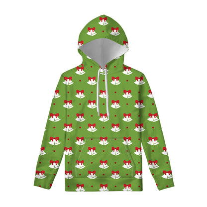 Merry Christmas Bells Pattern Print Pullover Hoodie