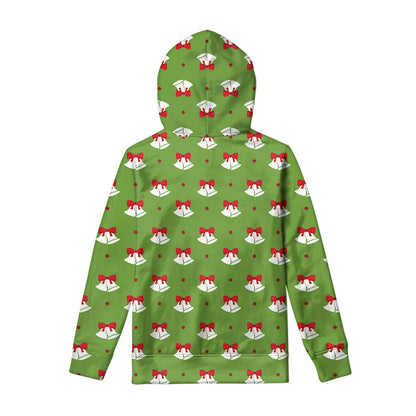 Merry Christmas Bells Pattern Print Pullover Hoodie