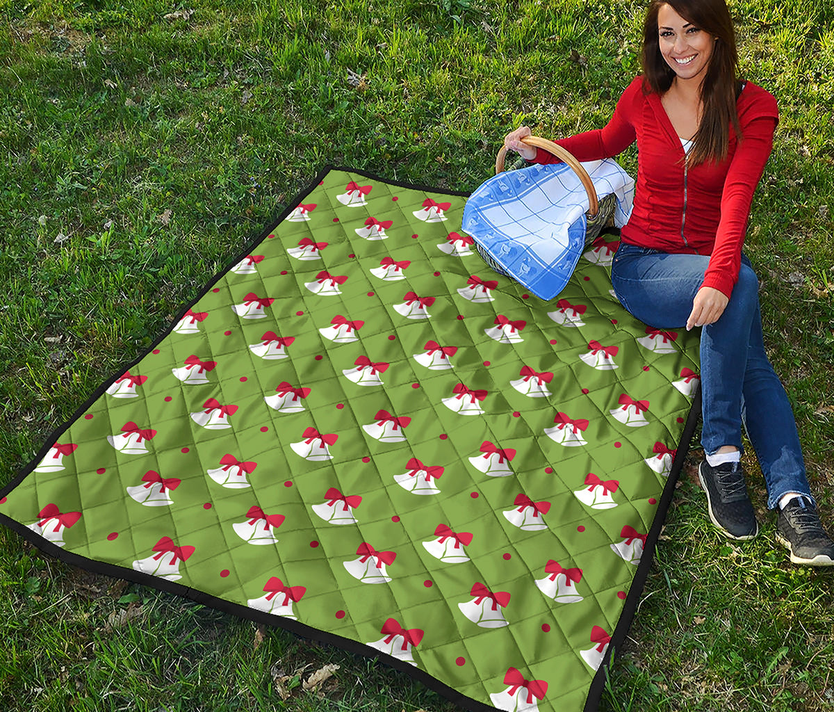 Merry Christmas Bells Pattern Print Quilt