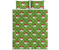 Merry Christmas Bells Pattern Print Quilt Bed Set