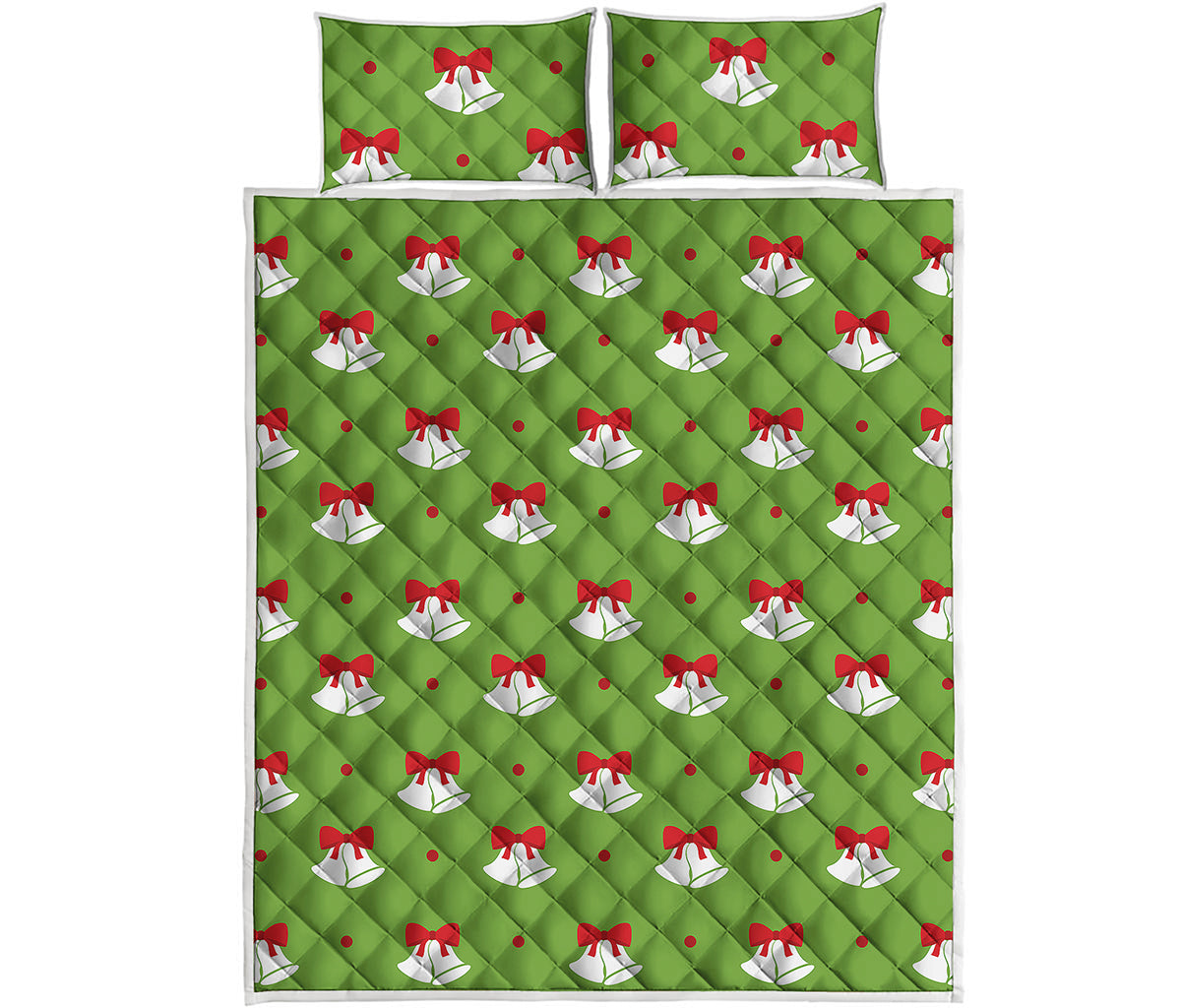 Merry Christmas Bells Pattern Print Quilt Bed Set