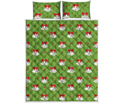 Merry Christmas Bells Pattern Print Quilt Bed Set