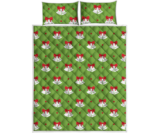 Merry Christmas Bells Pattern Print Quilt Bed Set