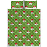 Merry Christmas Bells Pattern Print Quilt Bed Set