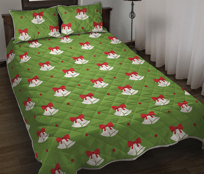 Merry Christmas Bells Pattern Print Quilt Bed Set