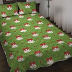 Merry Christmas Bells Pattern Print Quilt Bed Set