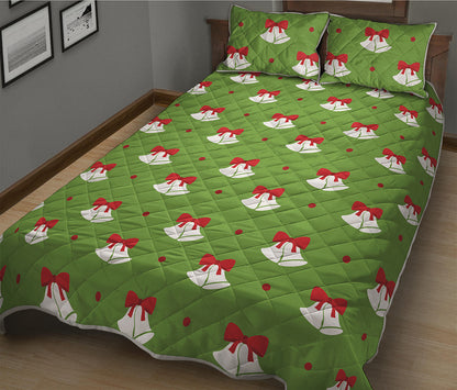 Merry Christmas Bells Pattern Print Quilt Bed Set