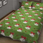 Merry Christmas Bells Pattern Print Quilt Bed Set