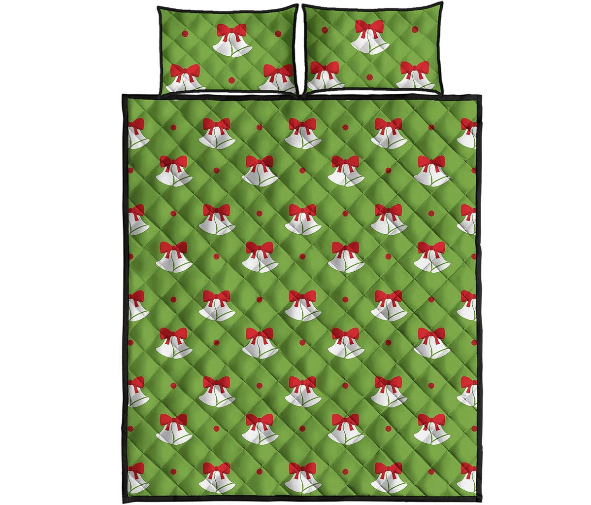 Merry Christmas Bells Pattern Print Quilt Bed Set