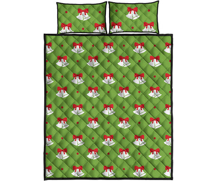 Merry Christmas Bells Pattern Print Quilt Bed Set