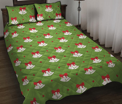 Merry Christmas Bells Pattern Print Quilt Bed Set
